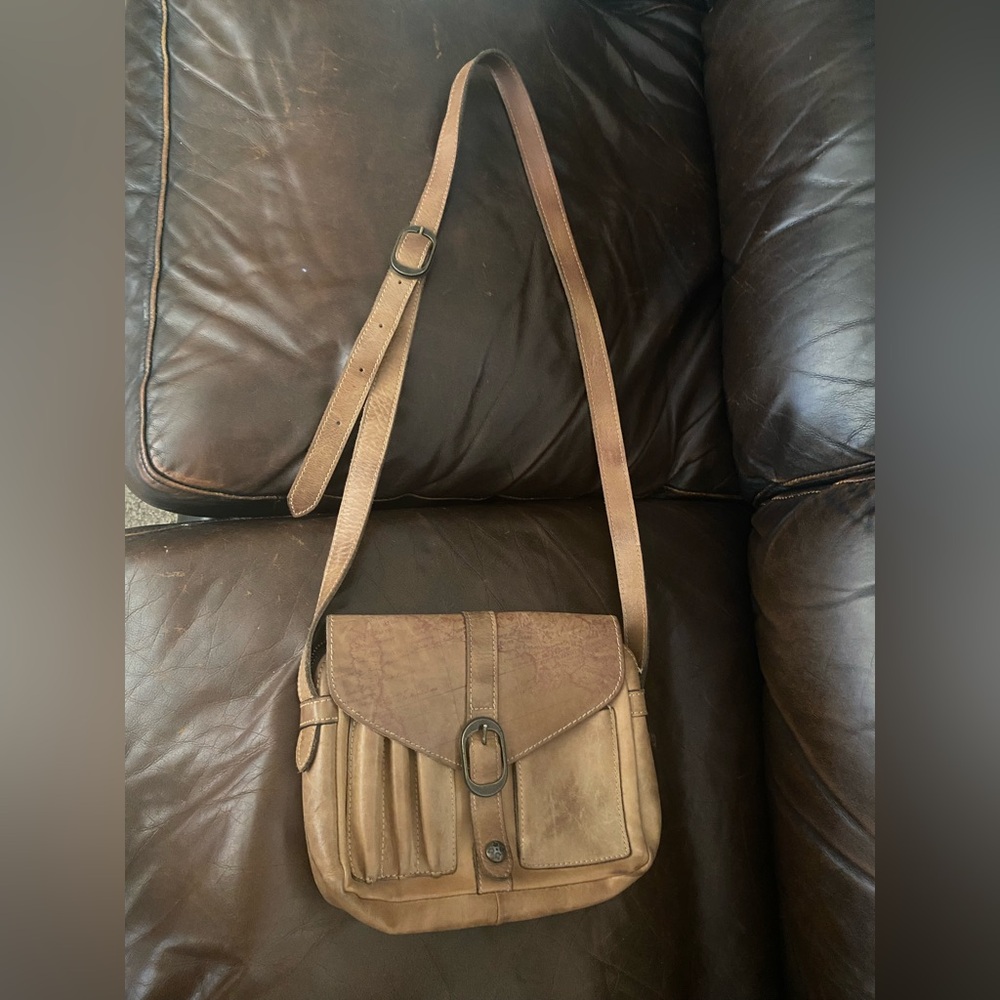 patricia nash tan distressed leather crossbody saddle bag boho organizer